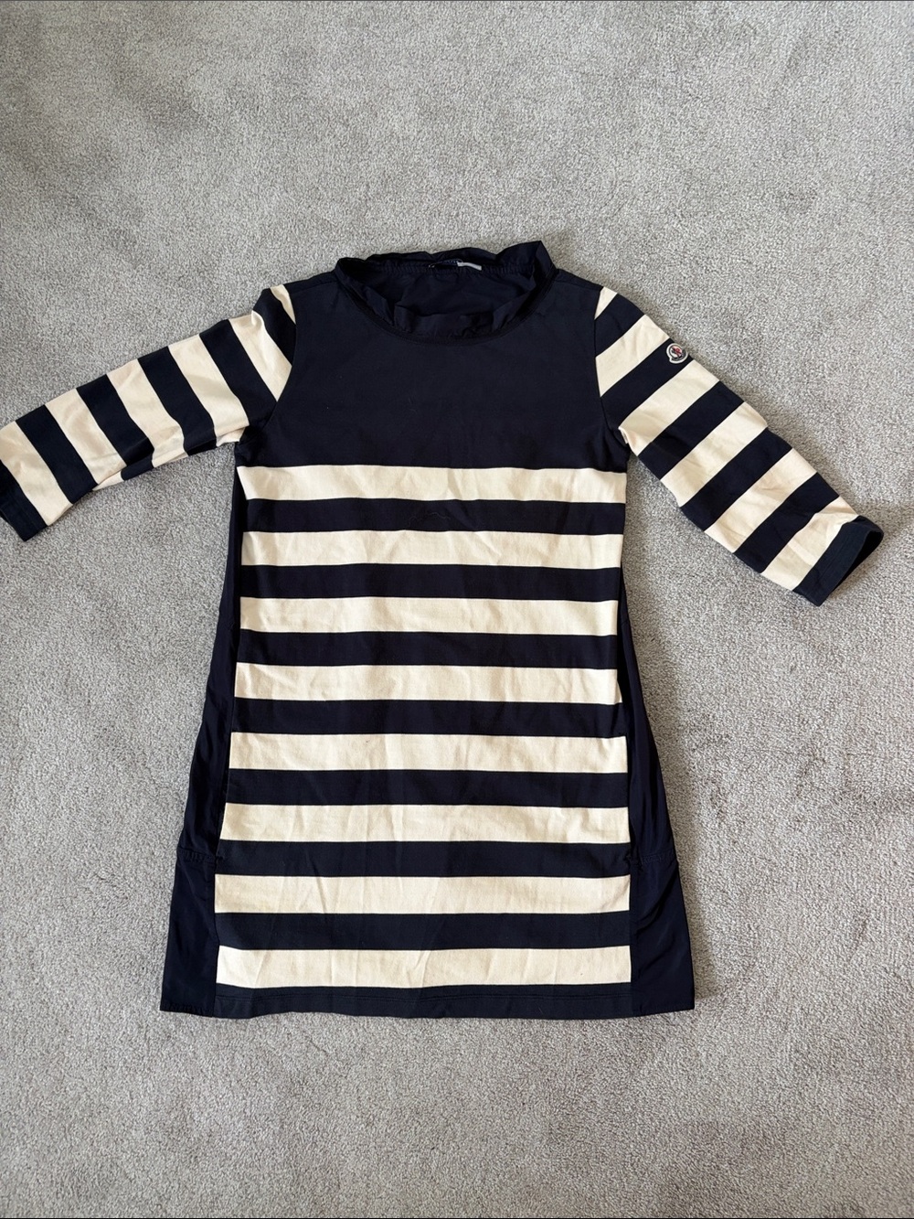 Moncler Navy and Cream Striped A-Line womens Dress